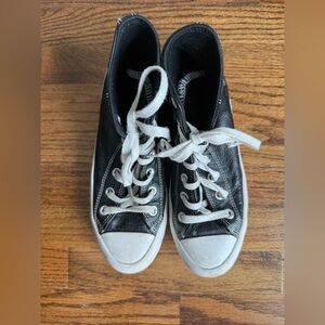 Converse Chuck Taylor Womens Sz 8All Star Lift Platform Black Leather